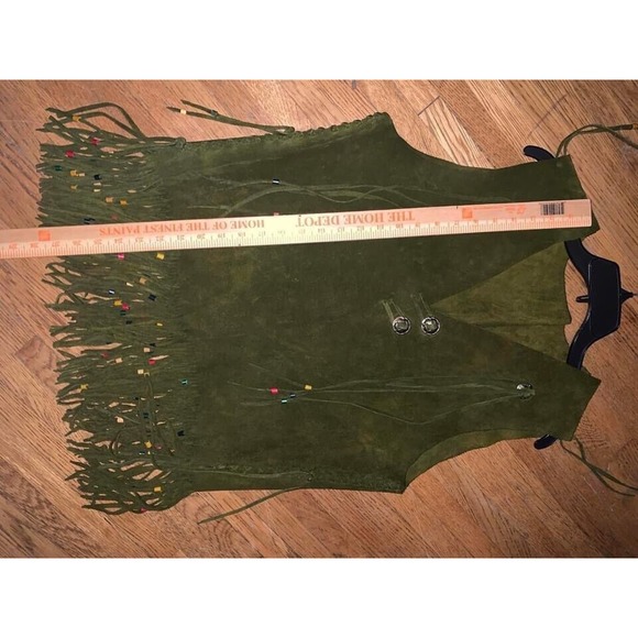 Vintage/ Retro / Groovy Handmade Leather Vest With Fringe , Concho’s & Beads - Picture 12 of 16